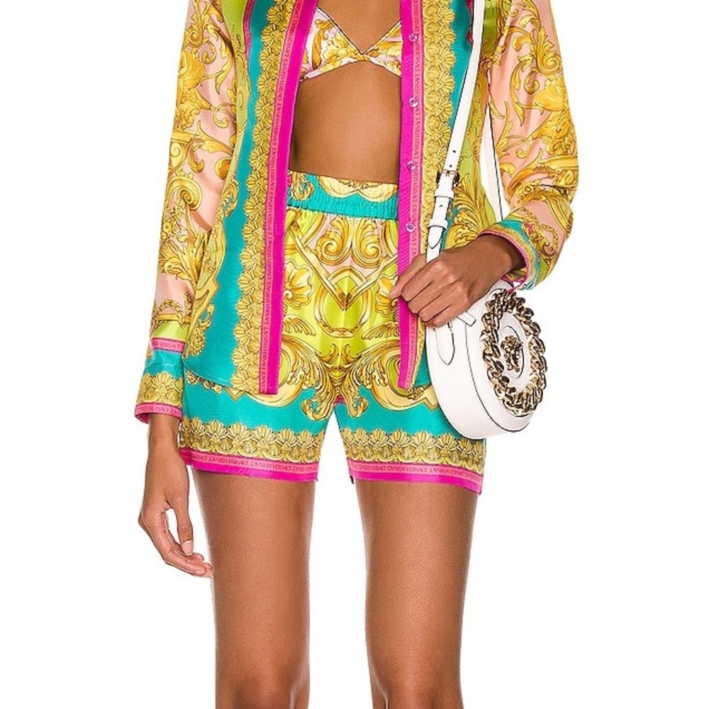 Versace Barocco Goddess Reversible Crop Top and Shorts
